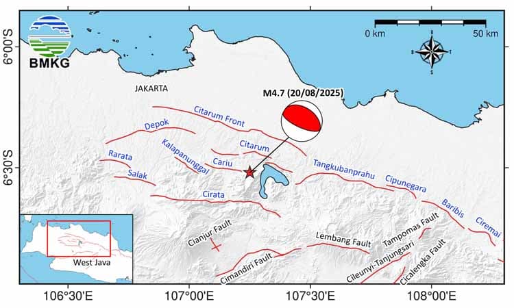  Sistem Sesar Baribis Sebabkan Gempa Bekasi, Terpanjang di Pulau Jawa dan Ramalan Kepiting Putih - Image