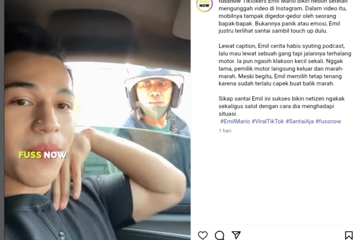 Meski Diamuk Pengendara Motor, TikToker Emil Mario Tetap Santai - Image