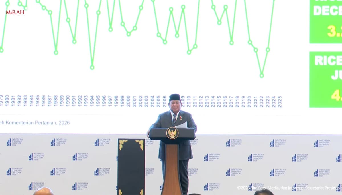 Di Forum Indonesia Economic Outlook, Prabowo Sebut Capaian Cadangan Pangan Tertinggi Sepanjang Sejarah - Image